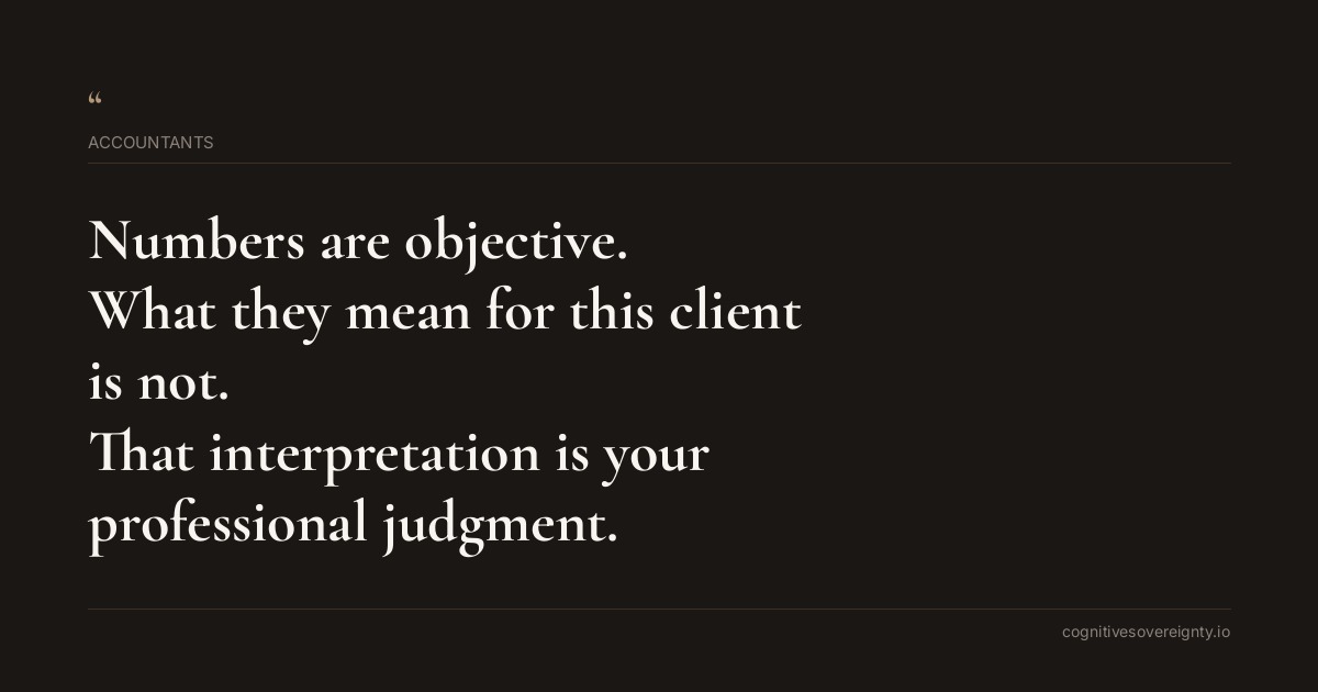 Cognitive sovereignty insight for Accountants: a typographic card from Steve Raju