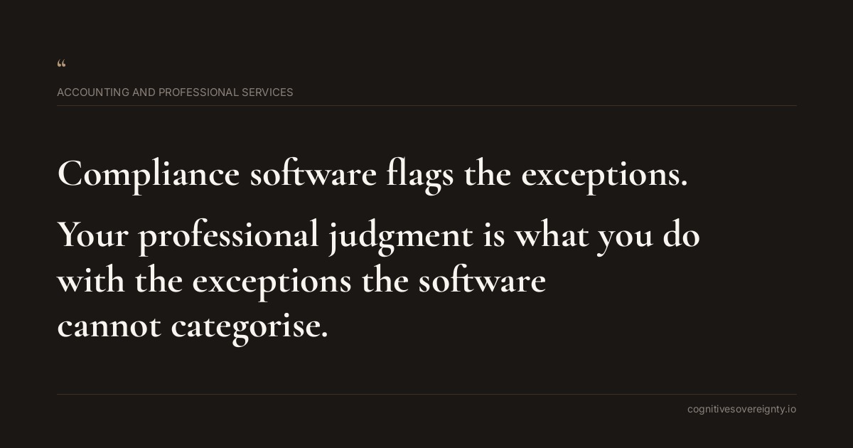 Cognitive sovereignty insight for Accounting and Professional Services: a typographic card from Steve Raju