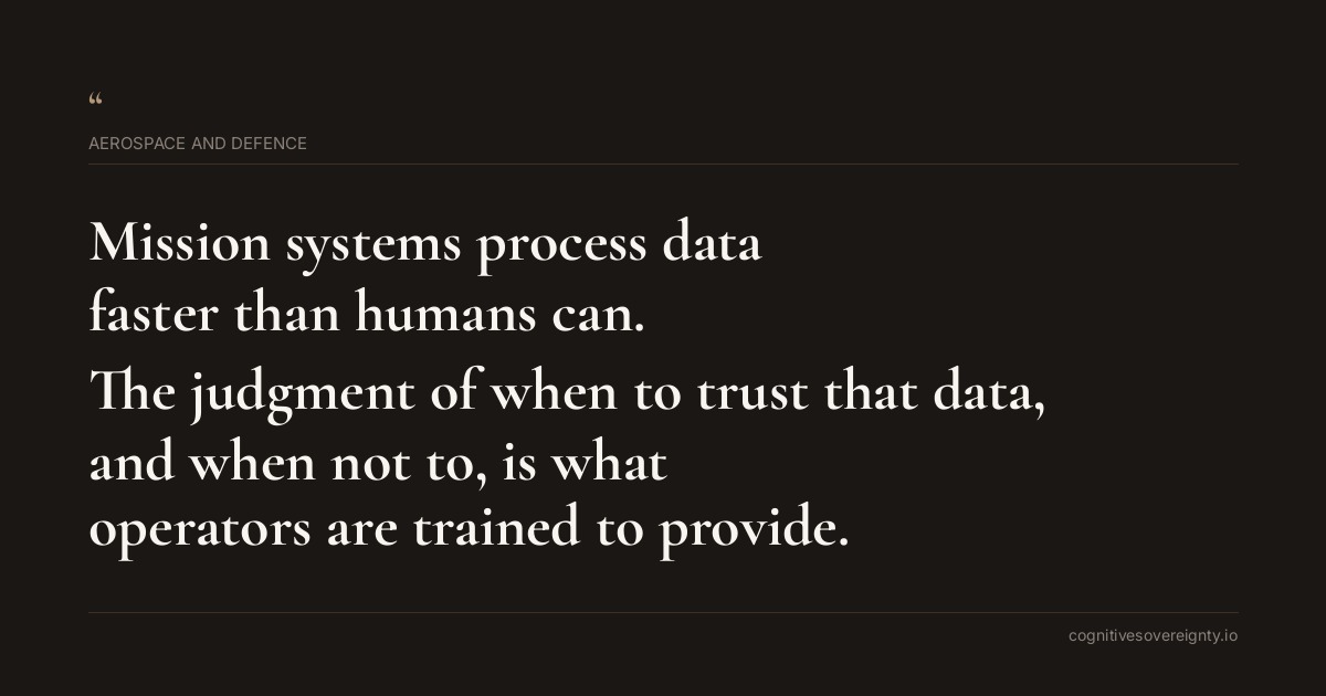 Cognitive sovereignty insight for Aerospace and Defence: a typographic card from Steve Raju