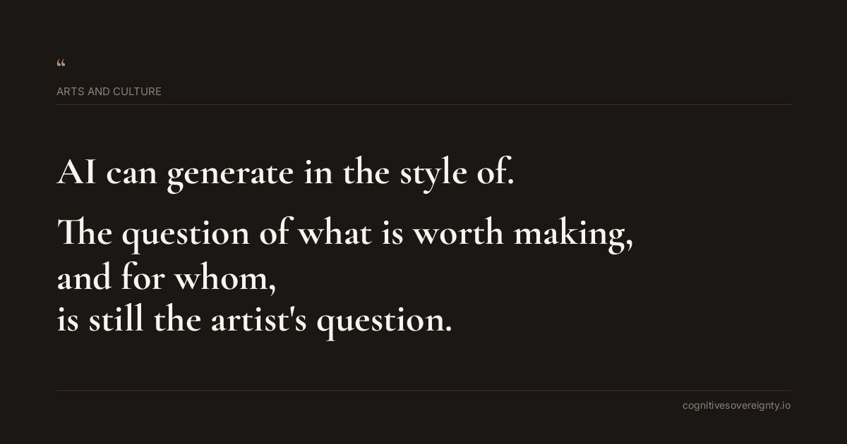 Cognitive sovereignty insight for Arts and Culture: a typographic card from Steve Raju