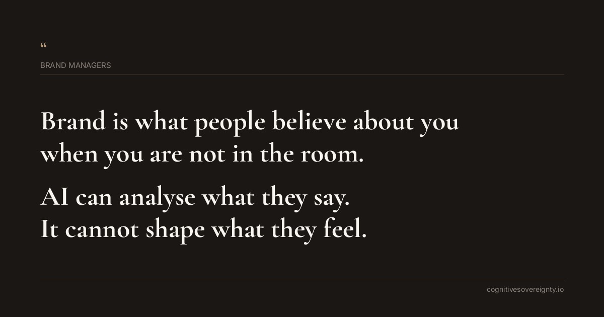 Cognitive sovereignty insight for Brand Managers: a typographic card from Steve Raju