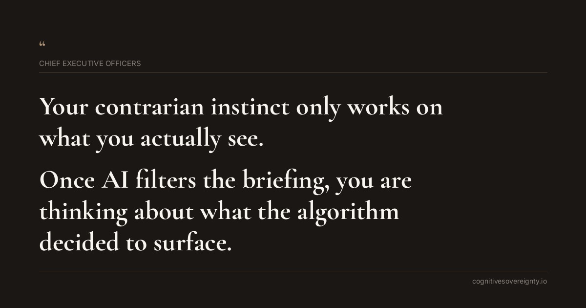 Cognitive sovereignty insight for Chief Executive Officers: a typographic card from Steve Raju