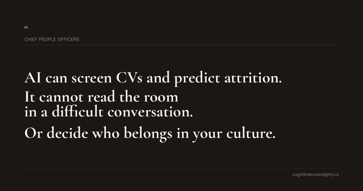 Cognitive sovereignty insight for Chief Human Resources Officers: a typographic card from Steve Raju