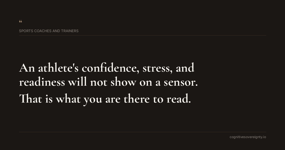 Cognitive sovereignty insight for Sports Coaches and Trainers: a typographic card from Steve Raju