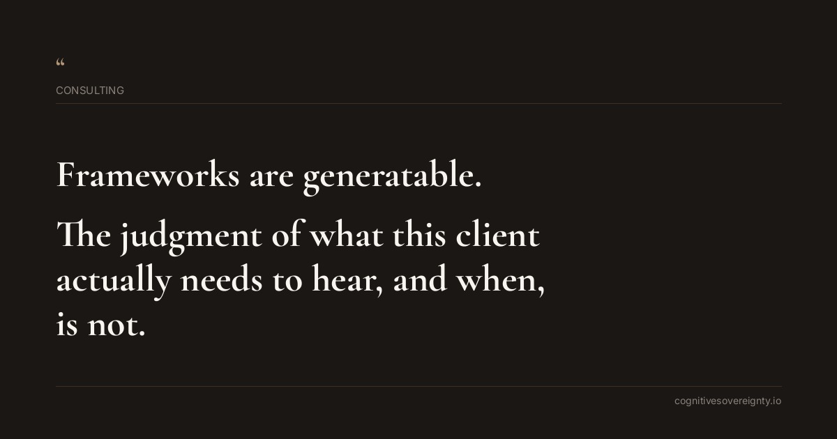 Cognitive sovereignty insight for Consulting and Professional Services: a typographic card from Steve Raju