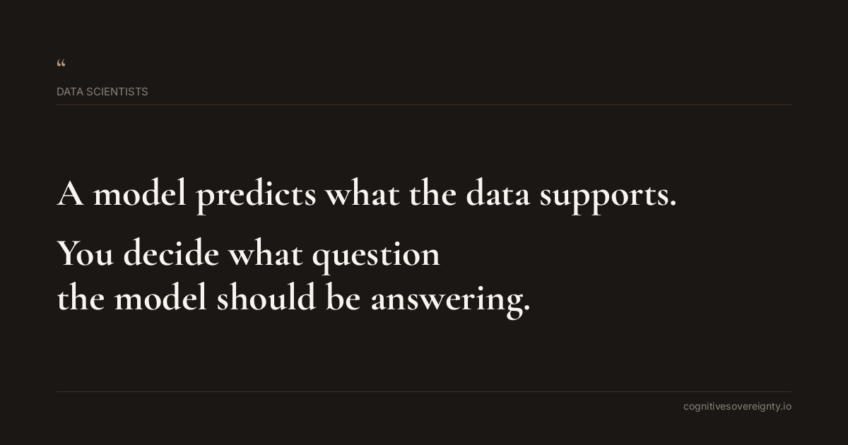 Cognitive sovereignty insight for Data Scientists: a typographic card from Steve Raju