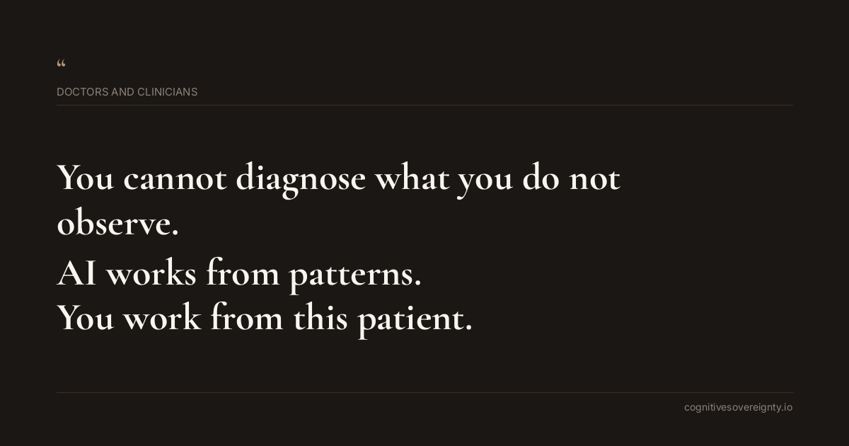 Cognitive sovereignty insight for Doctors: a typographic card from Steve Raju