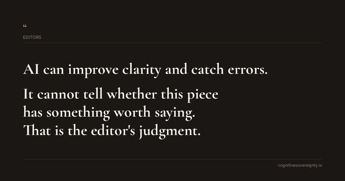 Cognitive sovereignty insight for Editors: a typographic card from Steve Raju