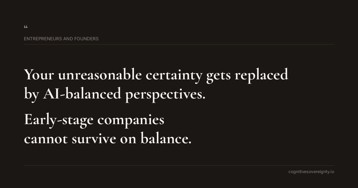 Cognitive sovereignty insight for Entrepreneurs and Founders: a typographic card from Steve Raju