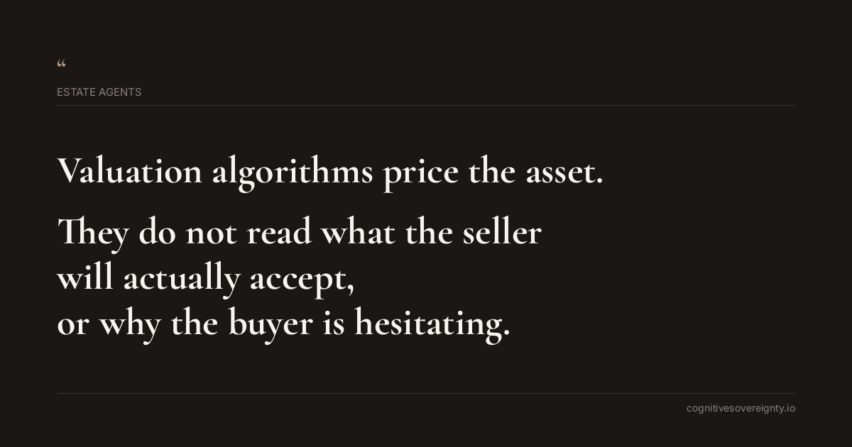 Cognitive sovereignty insight for Estate Agents: a typographic card from Steve Raju