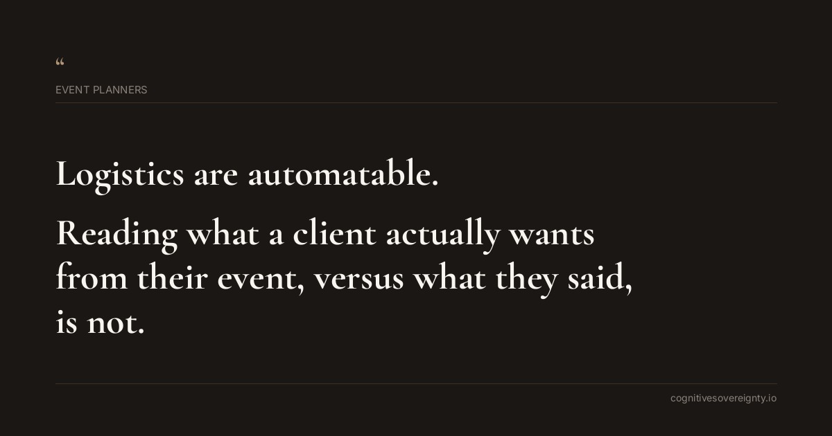 Cognitive sovereignty insight for Event Planners: a typographic card from Steve Raju