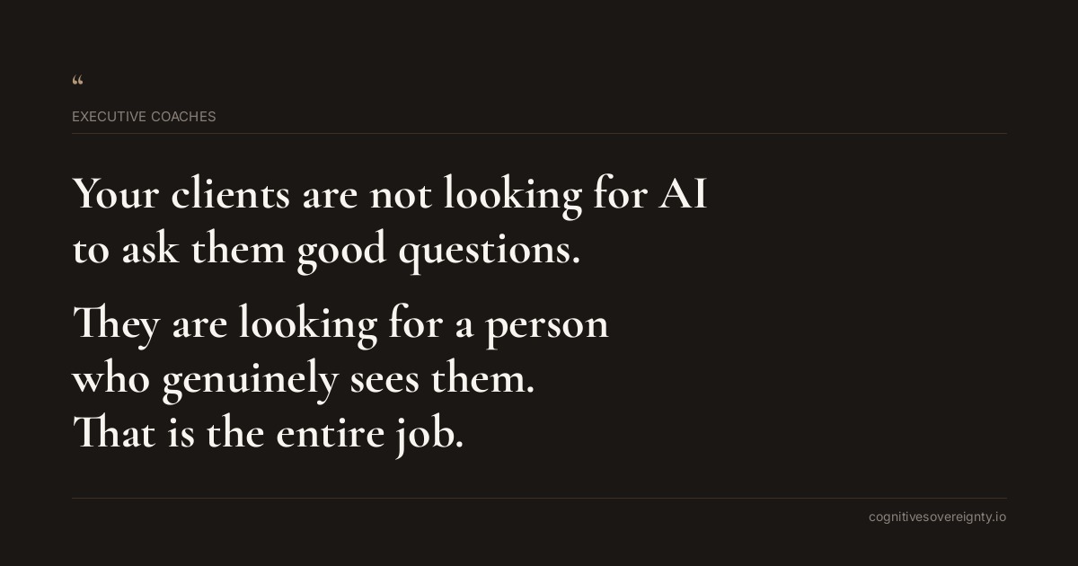 Cognitive sovereignty insight for Executive Coaches: a typographic card from Steve Raju