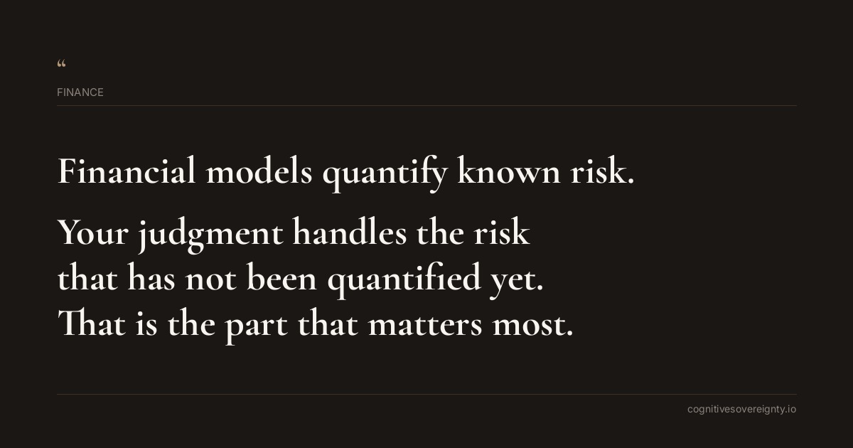 Cognitive sovereignty insight for Finance: a typographic card from Steve Raju