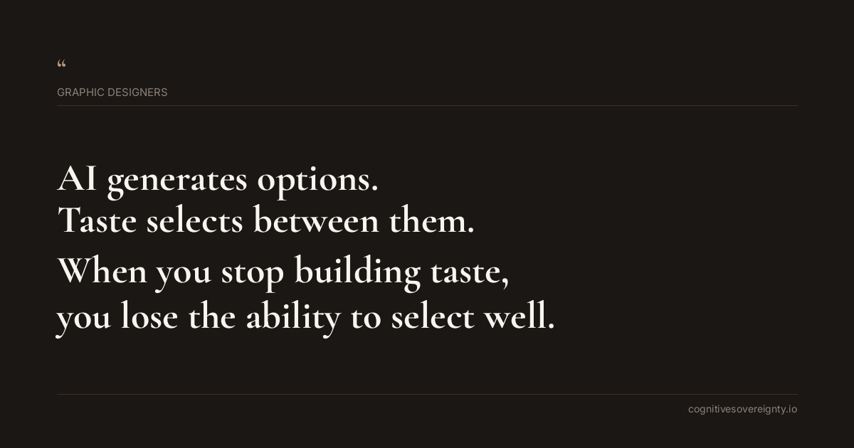 Cognitive sovereignty insight for Graphic Designers: a typographic card from Steve Raju