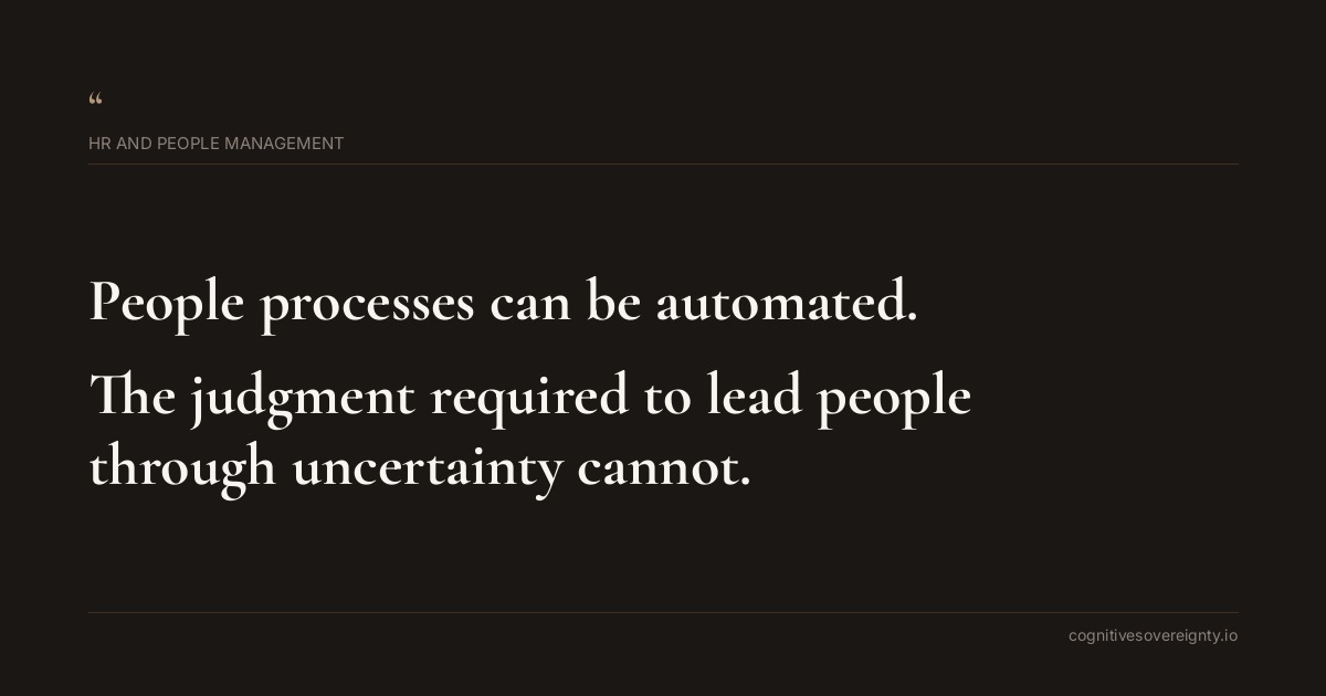 Cognitive sovereignty insight for HR and People Management: a typographic card from Steve Raju