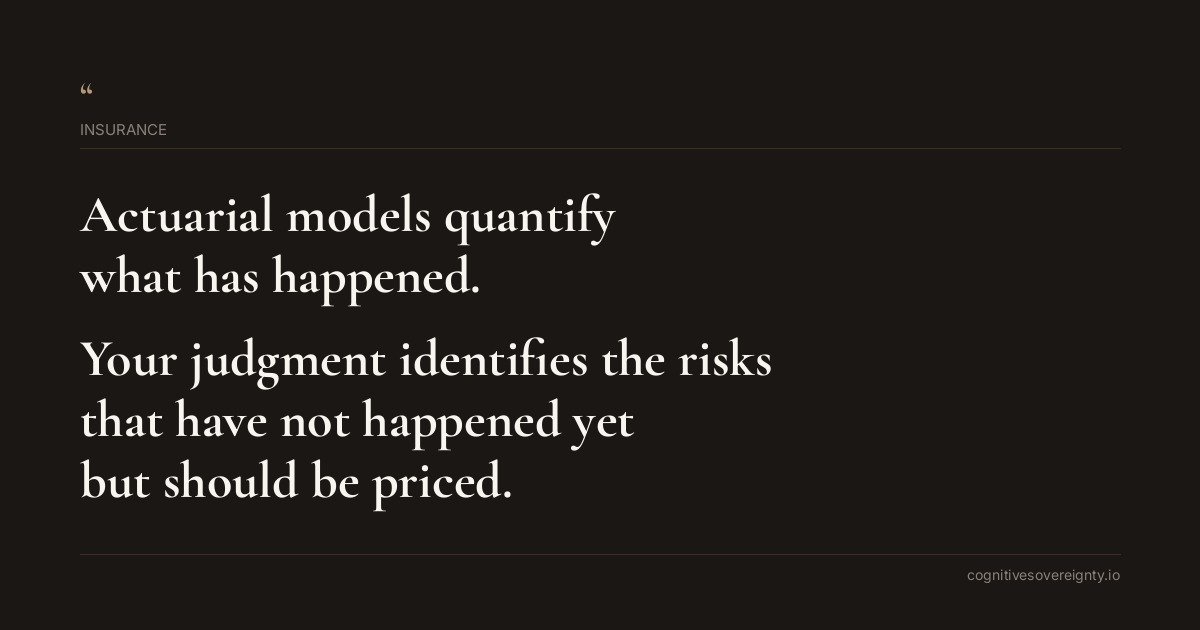 Cognitive sovereignty insight for Insurance: a typographic card from Steve Raju