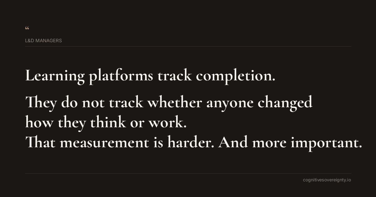 Cognitive sovereignty insight for L&D Managers: a typographic card from Steve Raju