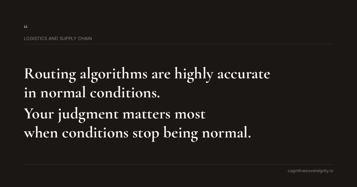 Cognitive sovereignty insight for Logistics and Supply Chain: a typographic card from Steve Raju