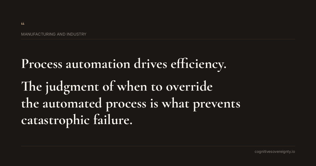 Cognitive sovereignty insight for Manufacturing and Industry: a typographic card from Steve Raju
