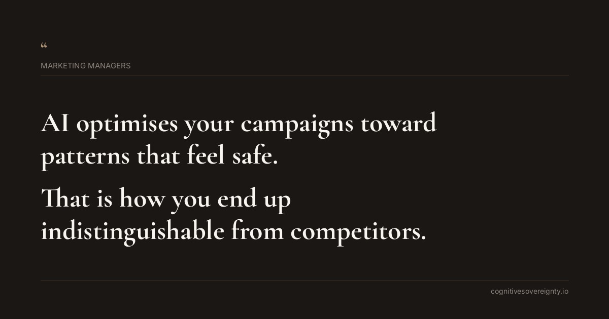 Cognitive sovereignty insight for Marketing Managers: a typographic card from Steve Raju