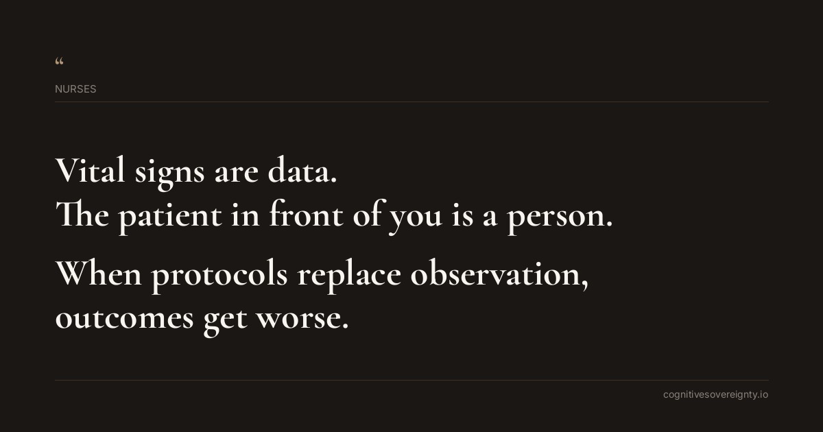 Cognitive sovereignty insight for Nurses: a typographic card from Steve Raju