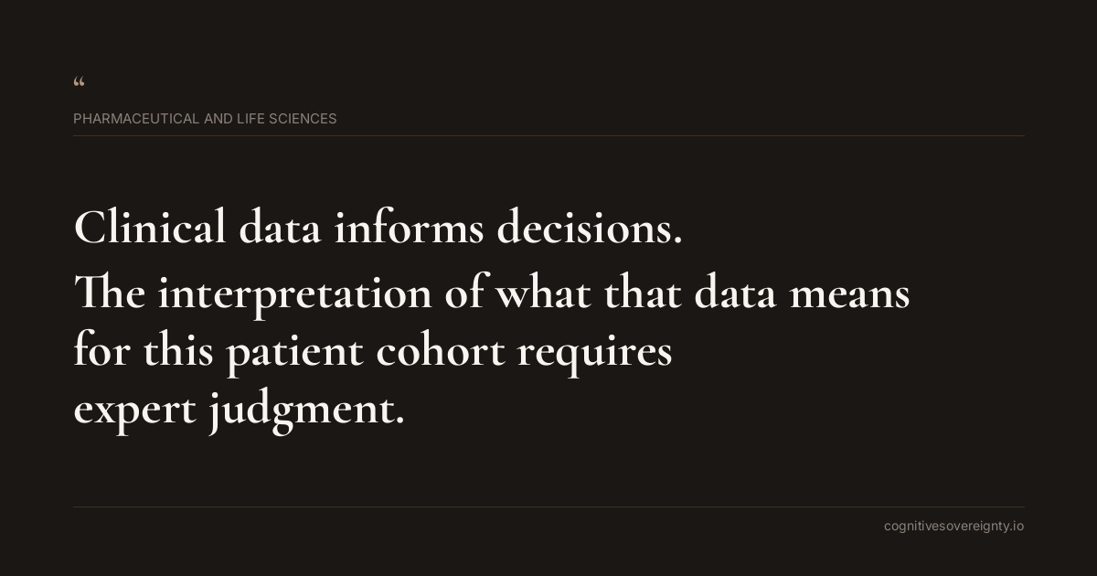 Cognitive sovereignty insight for Pharmaceutical and Life Sciences: a typographic card from Steve Raju