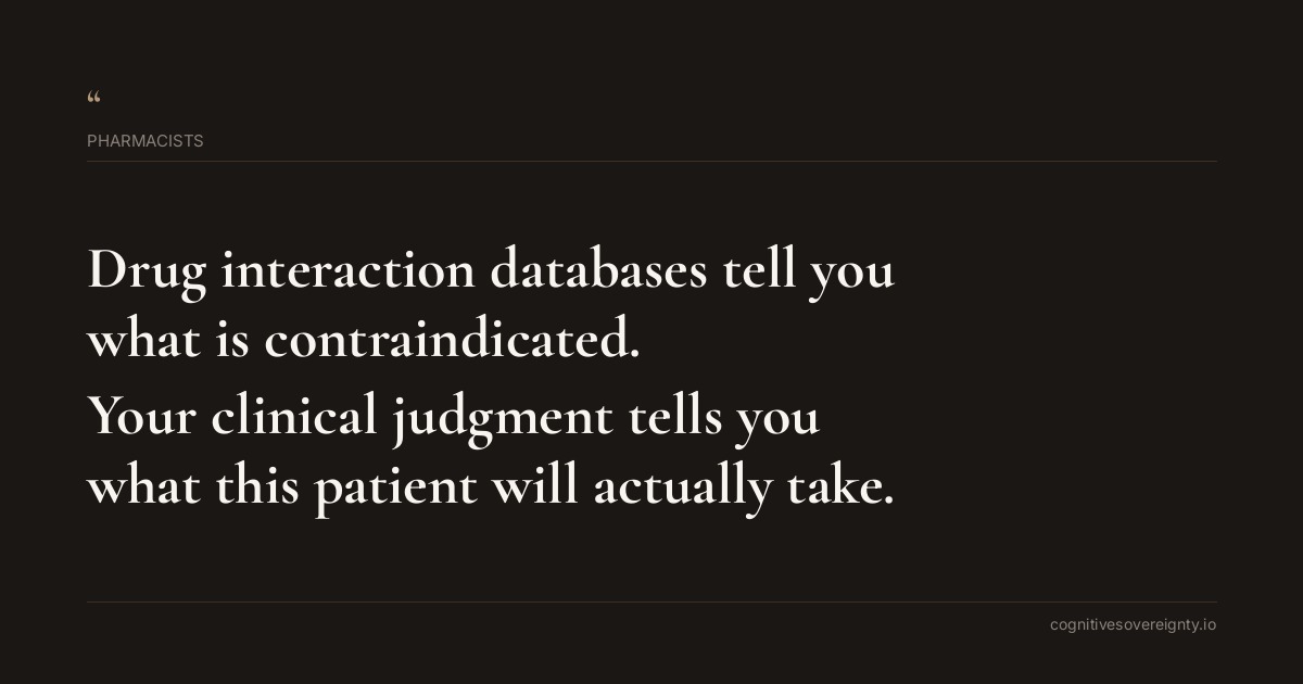 Cognitive sovereignty insight for Pharmacists: a typographic card from Steve Raju