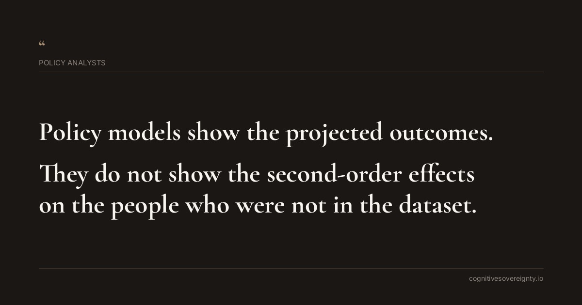 Cognitive sovereignty insight for Policy Analysts: a typographic card from Steve Raju