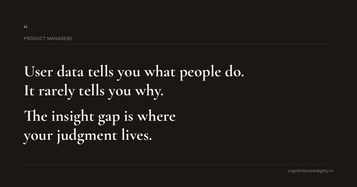 Cognitive sovereignty insight for Product Managers: a typographic card from Steve Raju