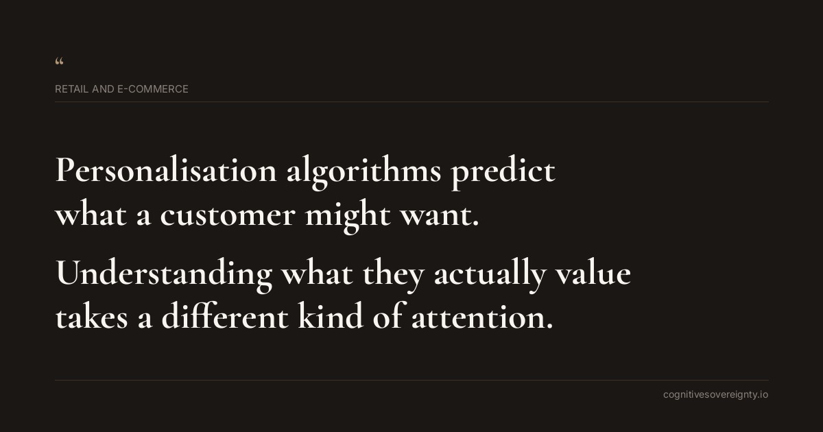 Cognitive sovereignty insight for Retail and E-commerce: a typographic card from Steve Raju