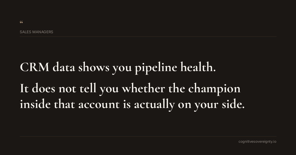 Cognitive sovereignty insight for Sales Managers: a typographic card from Steve Raju