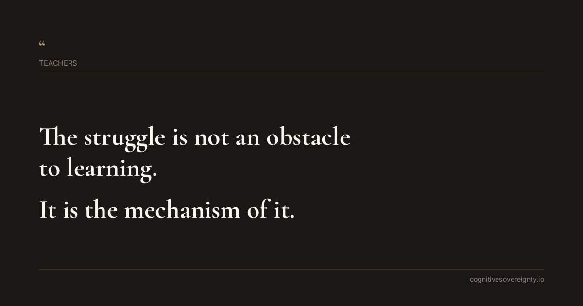 Cognitive sovereignty insight for Teachers: a typographic card from Steve Raju