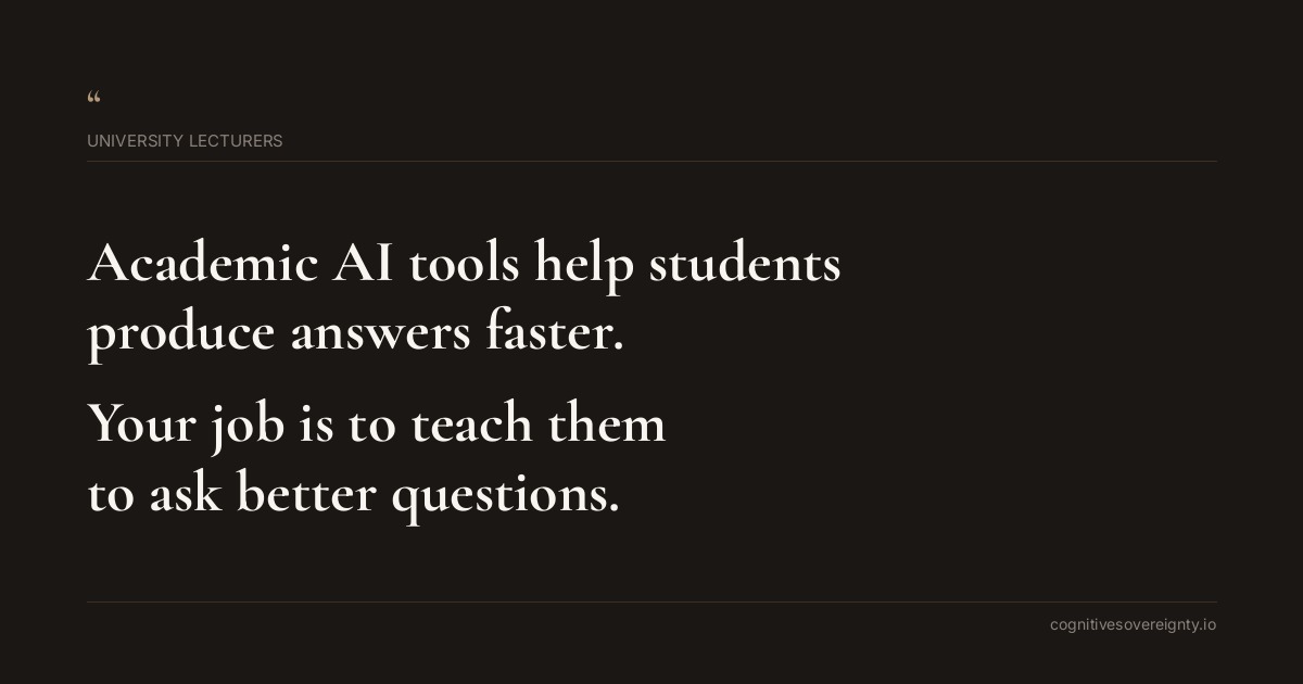 Cognitive sovereignty insight for University Lecturers: a typographic card from Steve Raju